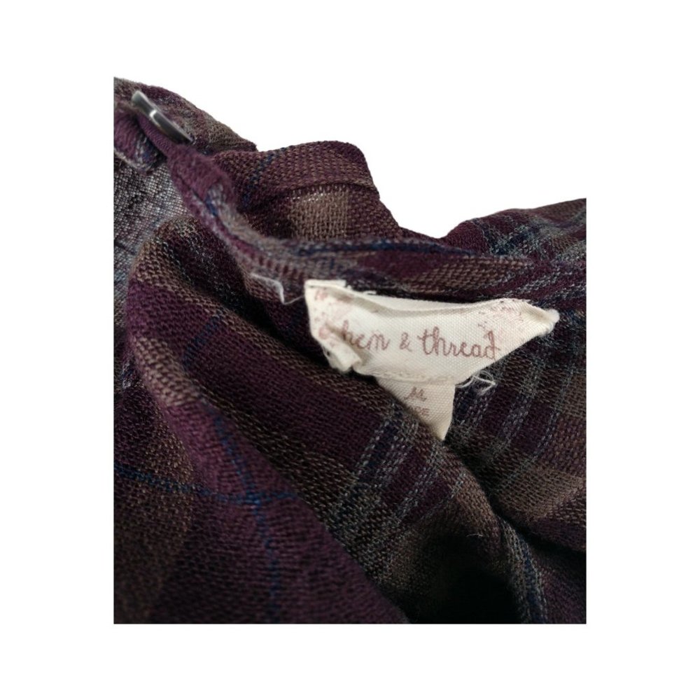 Plaid Ruffle Blouse Size M - Picture 6 of 7